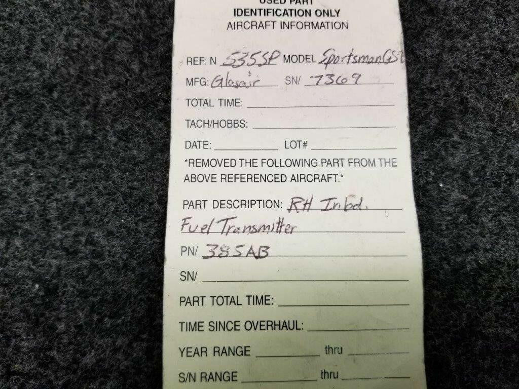Does Not Apply 385AB Glasair Sportsman GS-2 RH INBD Fuel Transmitter