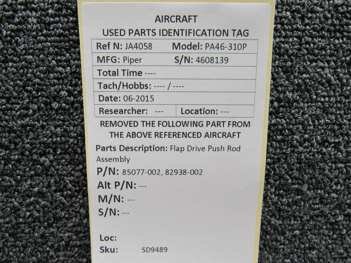Piper 85077-003 / 82938-002 Piper PA46 Push Rod Assy w/ Bellows