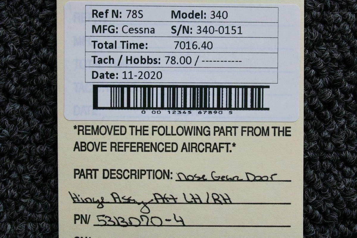 Cessna 5313070-4 Cessna 340 Nose Gear Door Hinge Aft LH / RH