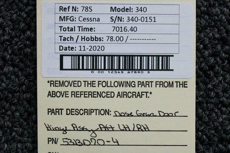 Cessna 5313070-4 Cessna 340 Nose Gear Door Hinge Aft LH / RH