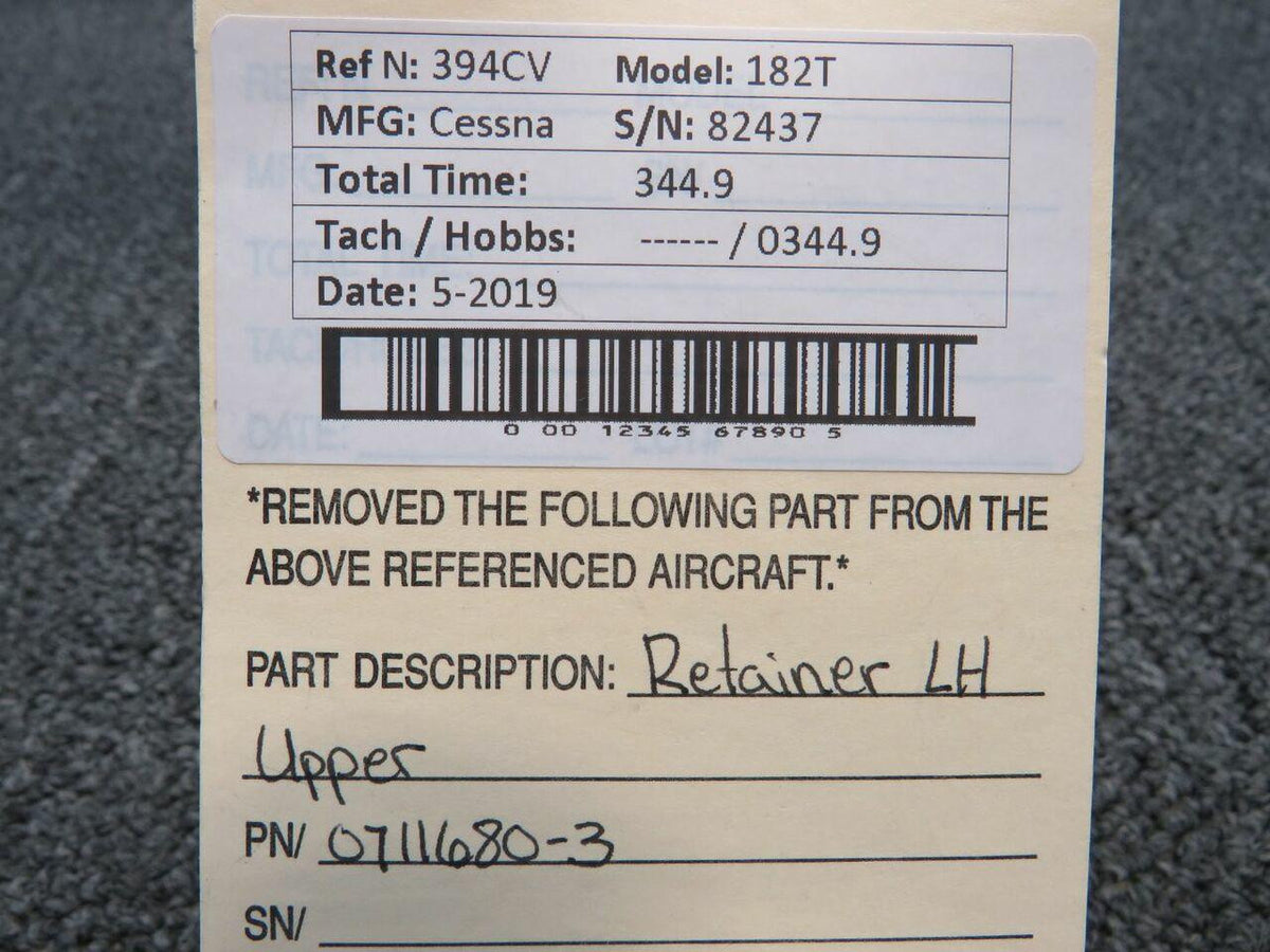 Cessna 0711680-3 Cessna 182T Retainer LH Upper