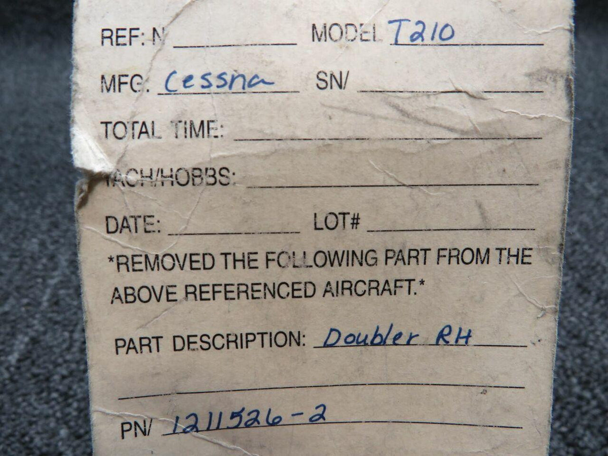 1211526-2 Cessna T210 Doubler Assembly RH BAS Part Sales | Airplane Parts
