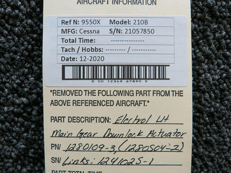 Electrol 1280109-3 USE 1280504-2 Cessna 210B Electrol LH MG Downlock Actuator