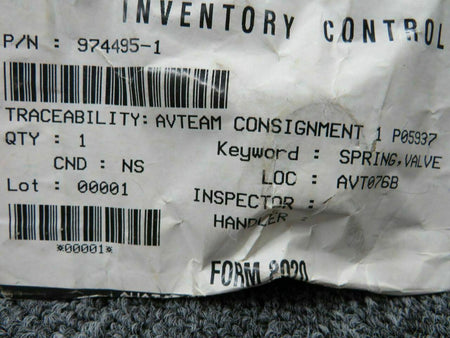 Does Not Apply 974495-1 Spring Valve Assembly NEW SA