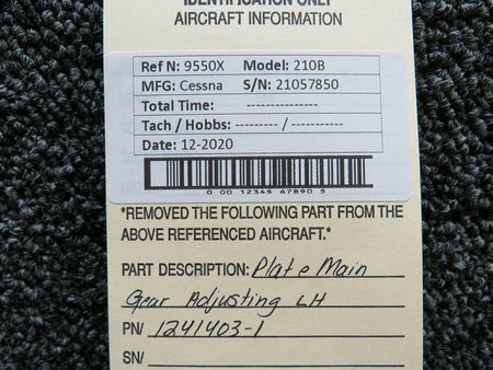 Cessna 1241403-1 Cessna 210B Plate Main Gear Adjusting LH