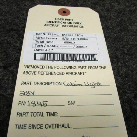 1845 Cessna 310N Cabin Light W/ Switch (Volts: 28) BAS Part Sales | Airplane Parts