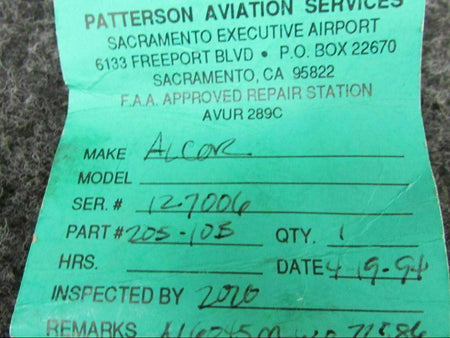 205-10B Alcor Exhaust Gas Temperature Indicator (CORE) (SA) BAS Part Sales | Airplane Parts