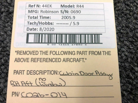 Robinson C026-014 Robinson R44 Cabin Door Assy Aft RH