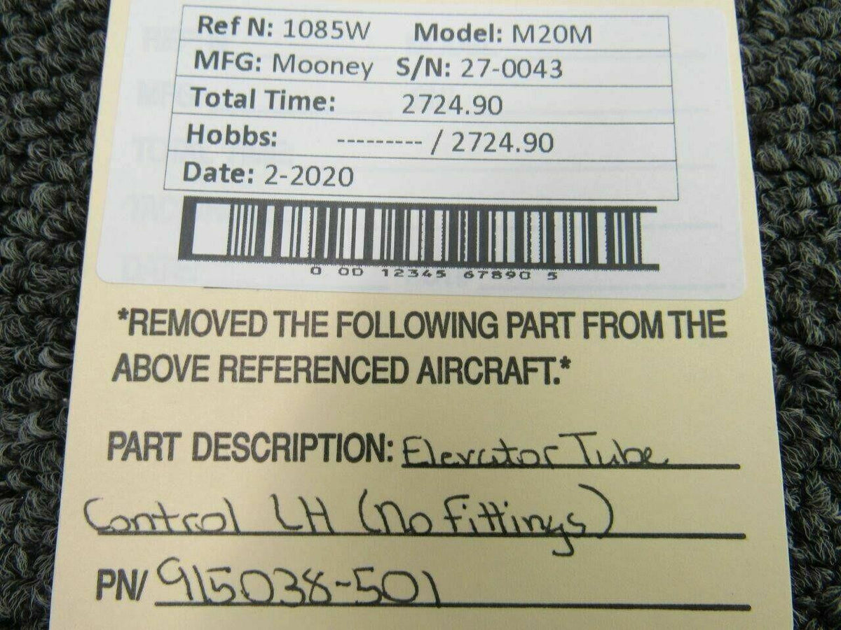 Mooney 915038-501 Mooney M20M Elevator Tube Control LH NO Fittings
