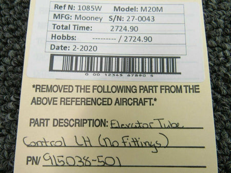 Mooney 915038-501 Mooney M20M Elevator Tube Control LH NO Fittings
