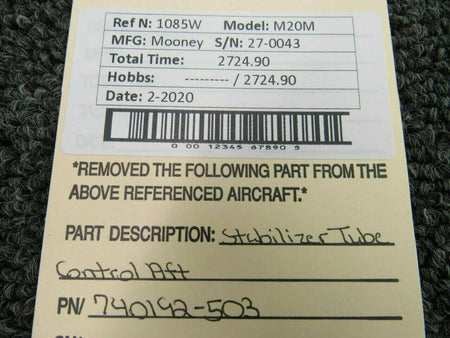 Mooney 740192-503 Mooney M20M Stabilizer Tube Control Aft