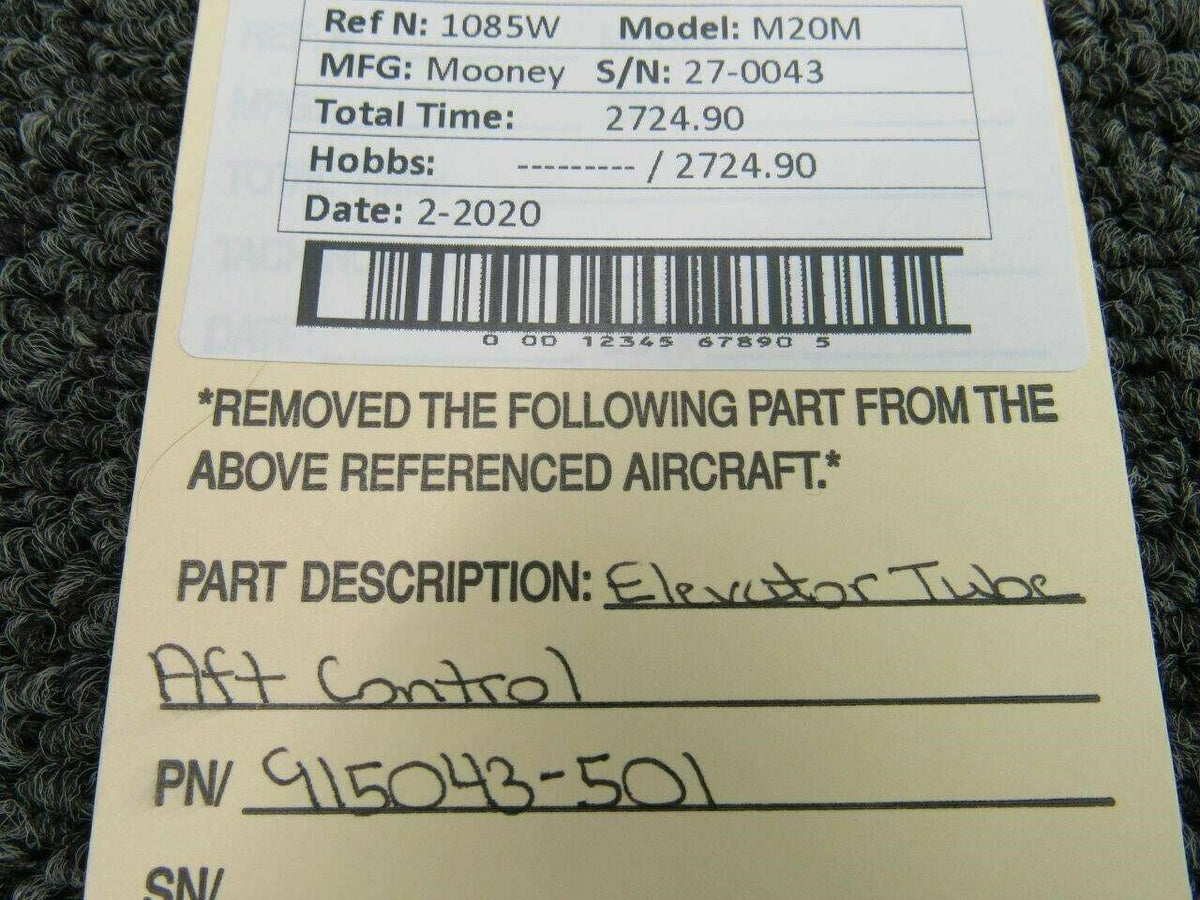 Mooney 915043-501 Mooney M20M Elevator Tube Aft Control