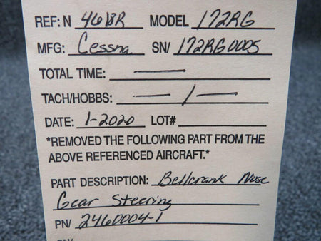 Cessna 2460004-1 Cessna 172RG Bellcrank Assy Nose Steering