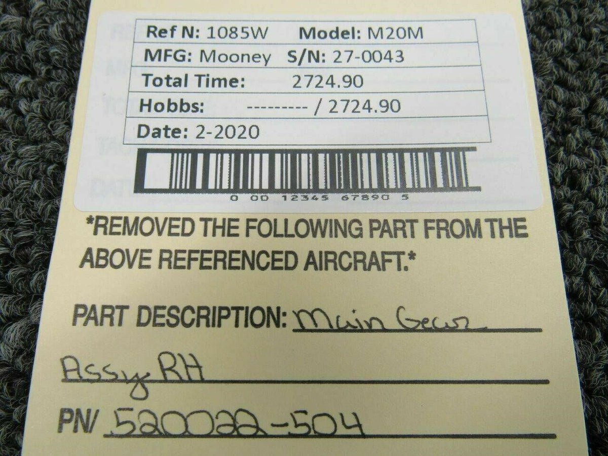 Mooney 520022-504 Mooney M20M Main Gear Assy RH