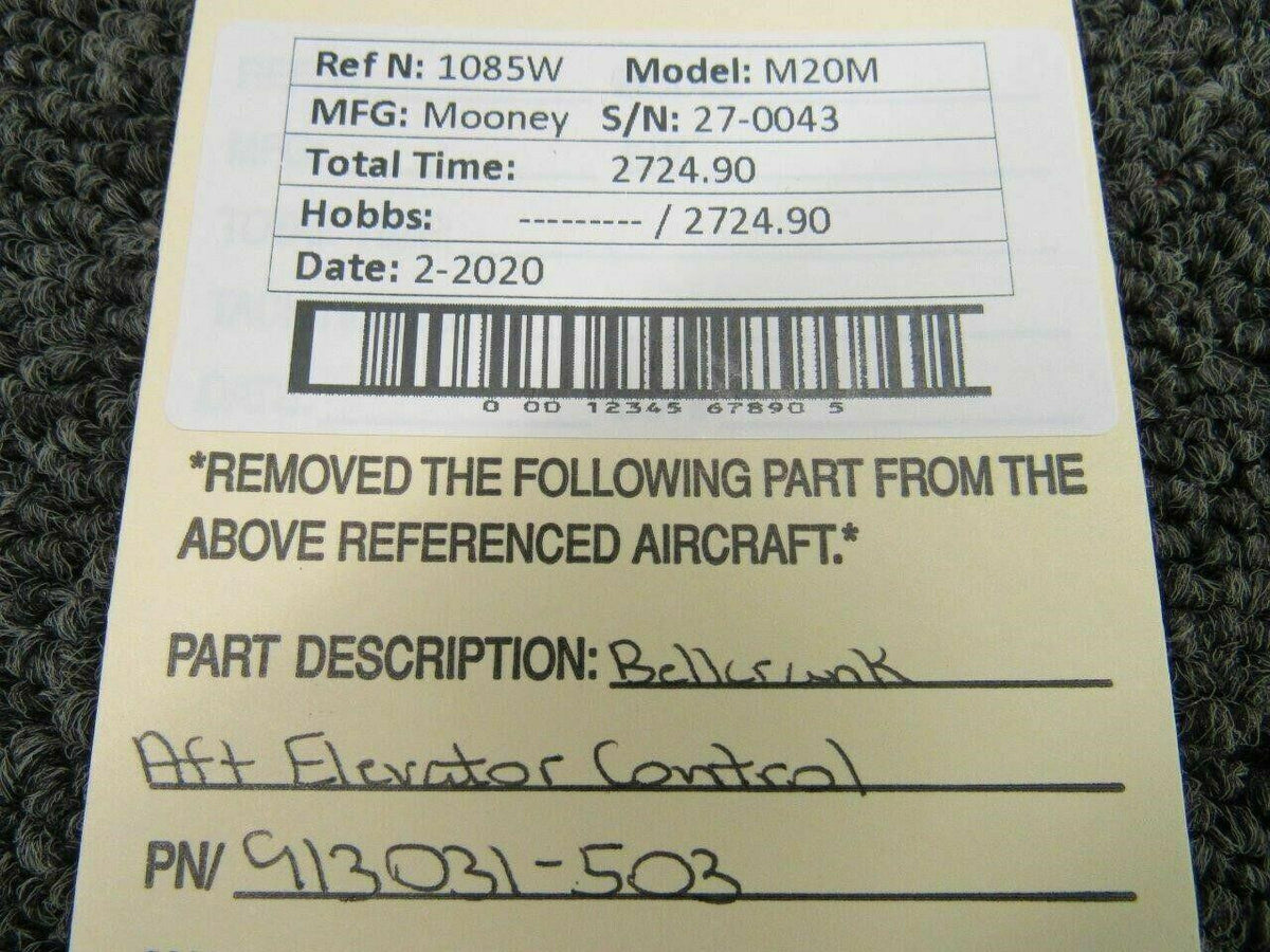 Mooney 913031-503 Mooney M20 Elevator Control Bellcrank Aft