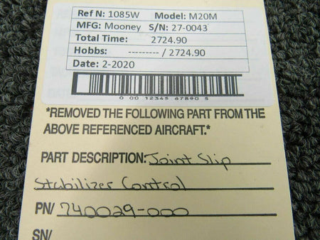 740029-000 Mooney M20M Joint Slip Stabilizer Control BAS Part Sales | Airplane Parts