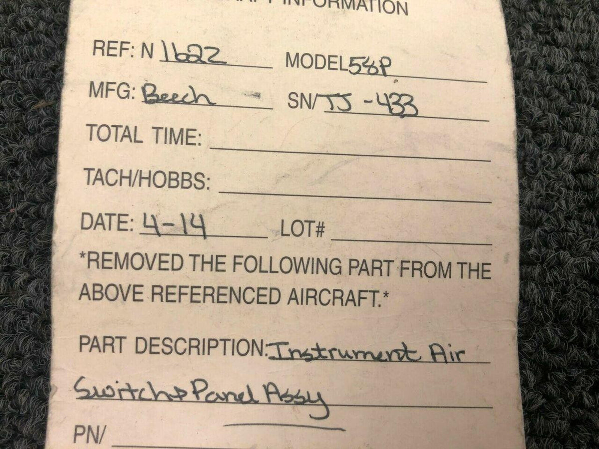 Beechcraft Beech 58P Instrument Air Switch and Panel Assy
