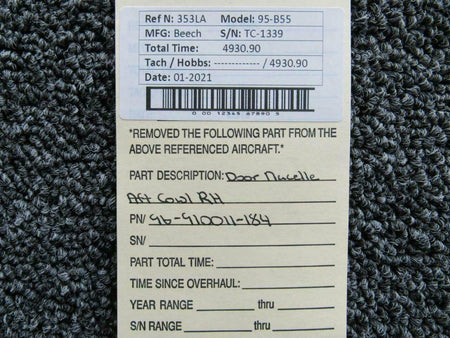 96-910011-184 Beech 95-B55 Door Nacelle Aft Cowl RH BAS Part Sales | Airplane Parts