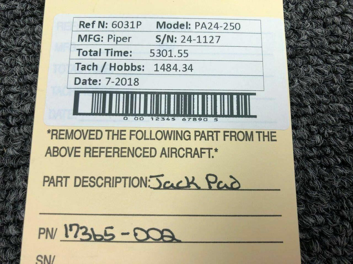 Piper 17365-002 Use 25597-000 Piper PA24-250 Jack Pad