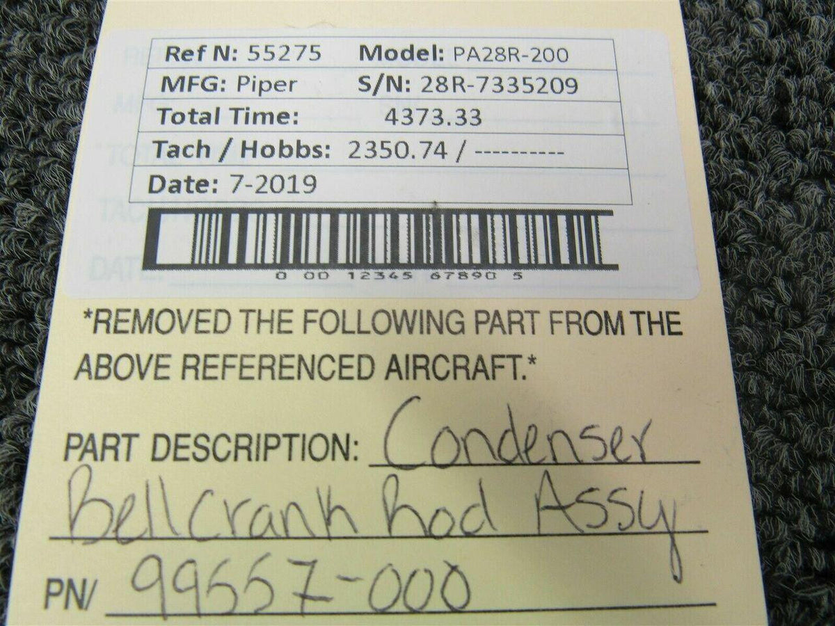 99557-000 Piper PA28R-200 Condenser Bellcrank Rod Assembly BAS Part Sales | Airplane Parts
