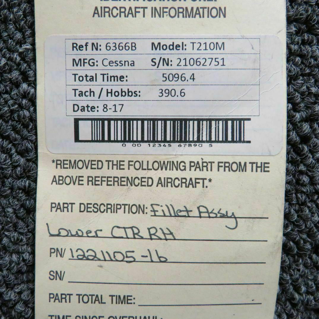 Cessna 1221105-16 Cessna 210L Fillet Assy Center Lower RH