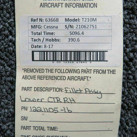 Cessna 1221105-16 Cessna 210L Fillet Assy Center Lower RH