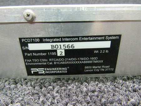 PS Engineering 1195-2 Beech A36 PS Engineering Integrated Intercom Entertainment System CORE
