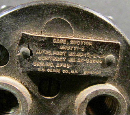 AW-1 7/8-21-AK US Gauge Suction Indicator BAS Part Sales | Airplane Parts