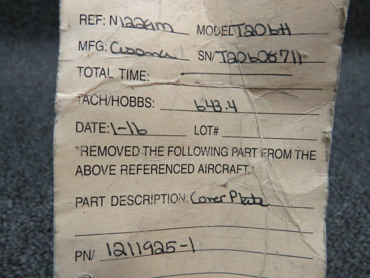 Cessna 1211925-1 Cessna T206H Cover Plate
