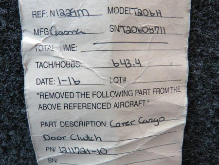 1211721-10 Cessna T206H Cargo Door Clutch Cover BAS Part Sales | Airplane Parts