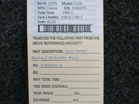 Cessna 1280504-3 Cessna T210L Nose Gear Retract Actuator Assy