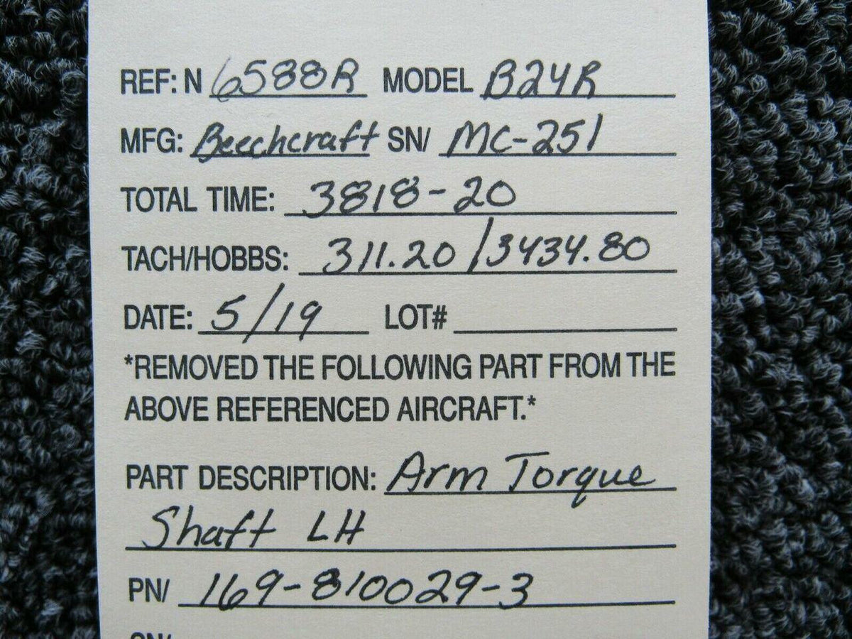 Beechcraft 169-810029-3 Beech B24R Arm Torque Shaft LH