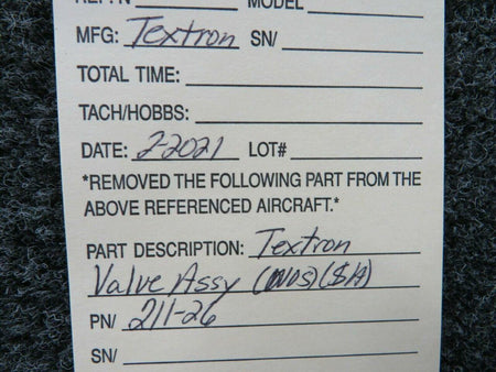Does Not Apply 211-26 Textron Valve Assembly NEW OLD STOCK SA