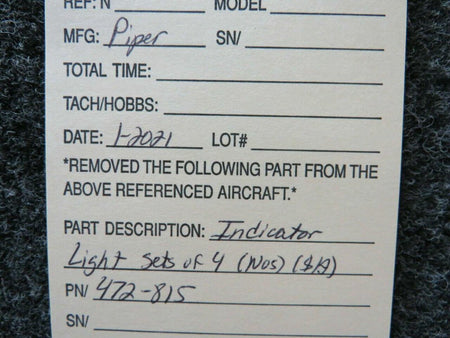 Piper 472-815 Piper Indicator Light Set of 4 NEW OLD STOCK SA