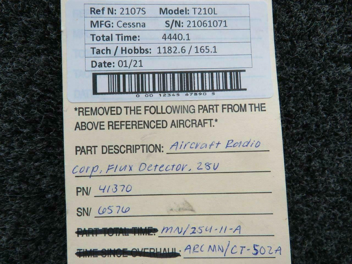 Aircraft Radio Corp 41370 M/N 254-11-A Cessna T210L Aircraft Radio Corp Flux Detector Volts 28