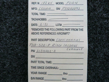 Cessna 2154002-3 Cessna P210N Continental TSIO-520-P Exhaust Riser