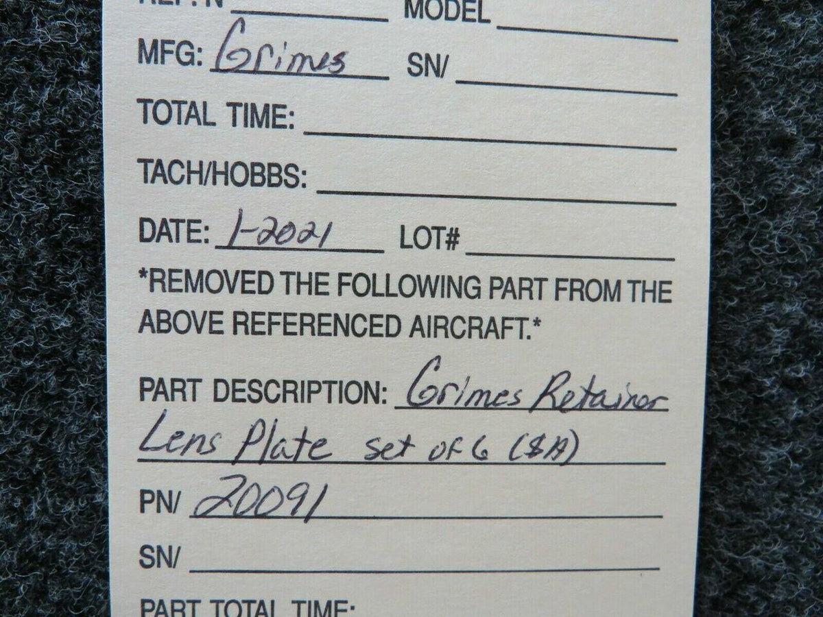 Grimes 20091 Grimes Retainer Lens Plate Set of 6 SA