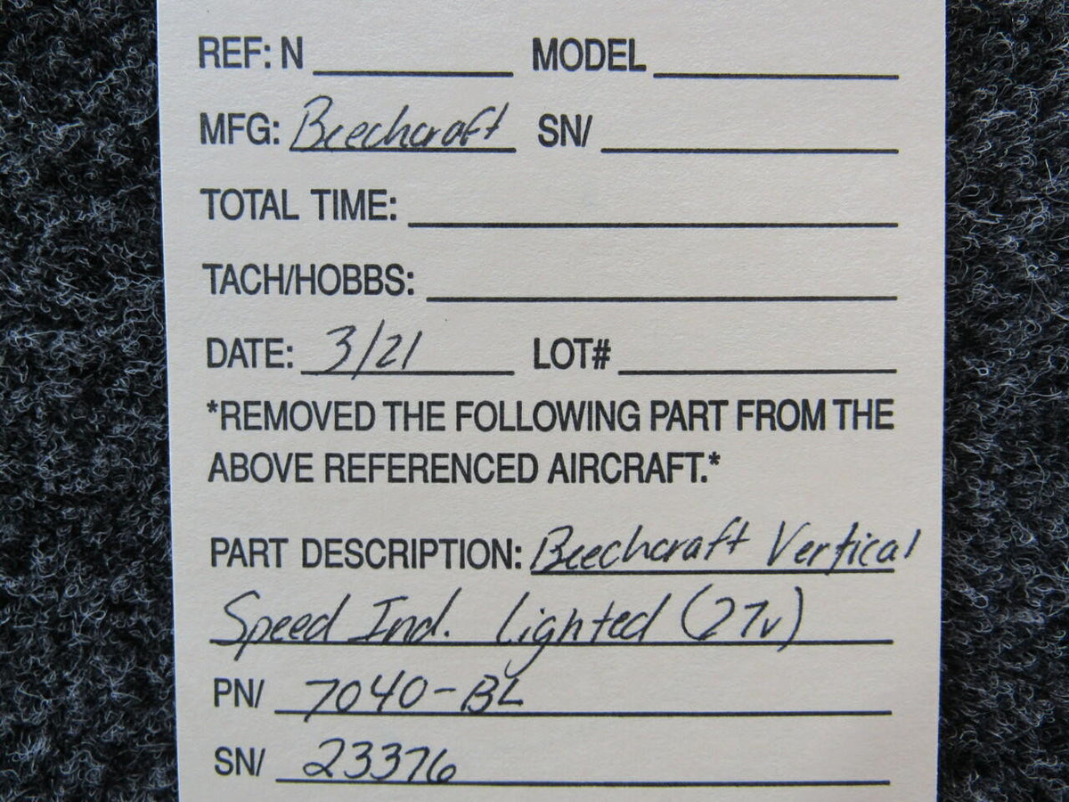 Beechcraft 7040-B4L Beechcraft Vertical Speed Indicator W/ Lighted Display Volts 27