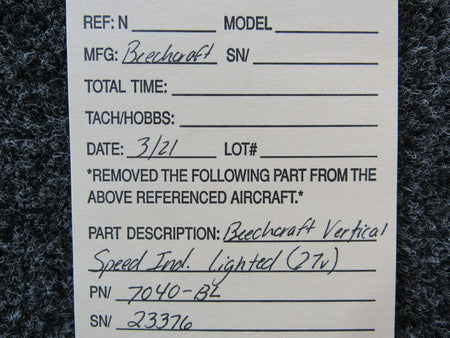 Beechcraft 7040-B4L Beechcraft Vertical Speed Indicator W/ Lighted Display Volts 27