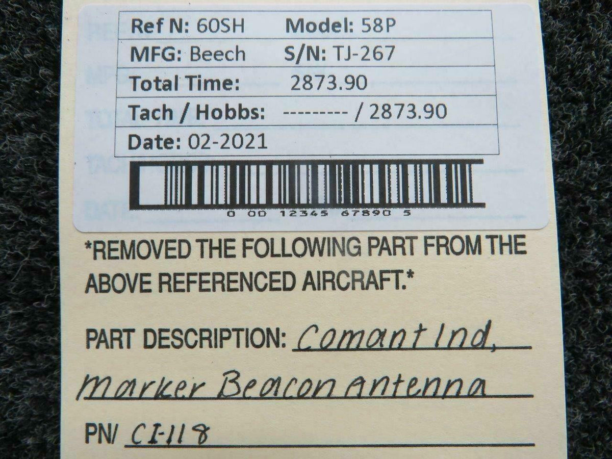 Comant Ind CI-118 Beech 58P Comant Ind Marker Beacon Antenna
