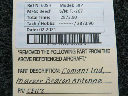 Comant Ind CI-118 Beech 58P Comant Ind Marker Beacon Antenna