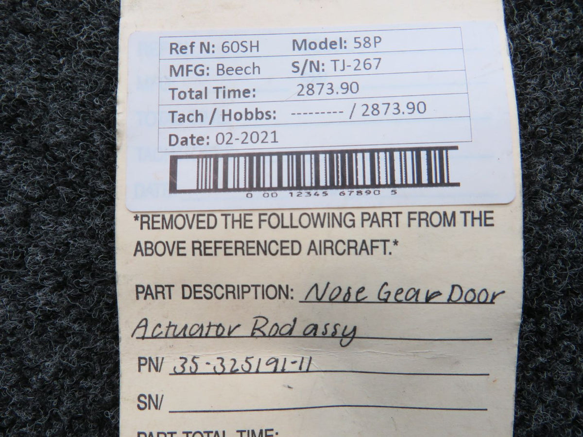 35-325191-11 Beech 58P Nose Gear Door Actuator Rod Assembly BAS Part Sales | Airplane Parts