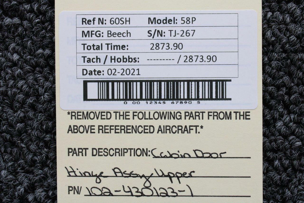 Beechcraft 102-430123-1 Beech 58P Cabin Door Hinge Assy Upper