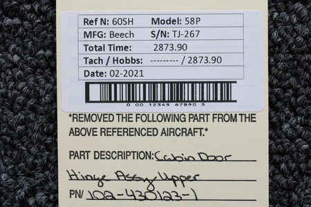Beechcraft 102-430123-1 Beech 58P Cabin Door Hinge Assy Upper