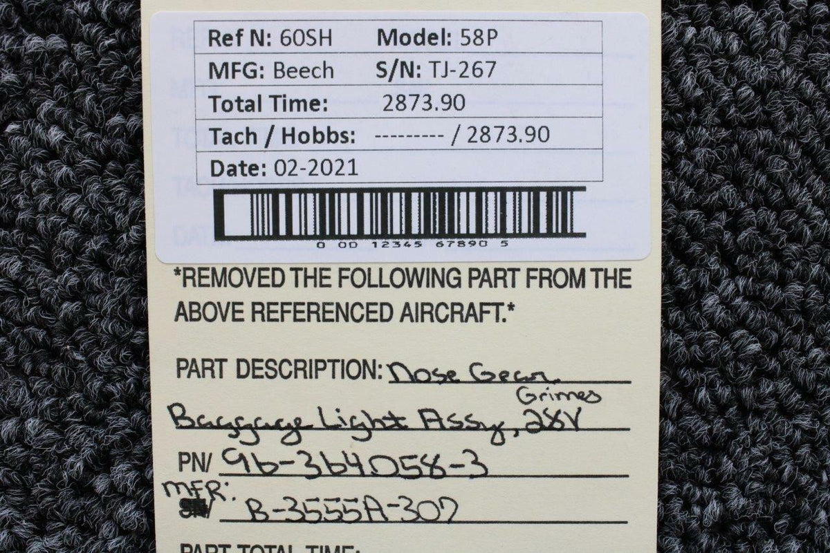Beechcraft 96-364058-3 MFR B-3555A-307 Beech 58P Grimes Nose Gear Baggage Limit Switch Volts 28