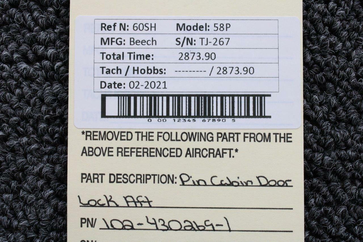 Beechcraft 102-430269-1 Beech 58P Pin Cabin Door Lock Aft