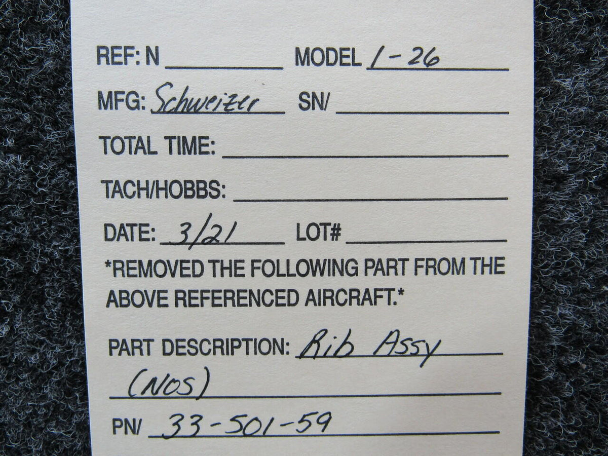 Schweizer 33-501-59 Schweizer I-26 Rib Assembly NEW OLD STOCK