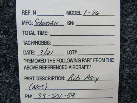 Schweizer 33-501-59 Schweizer I-26 Rib Assembly NEW OLD STOCK