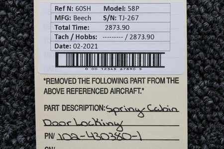 102-430380-1 Beech 58P Cabin Door Lock Spring Assy BAS Part Sales | Airplane Parts