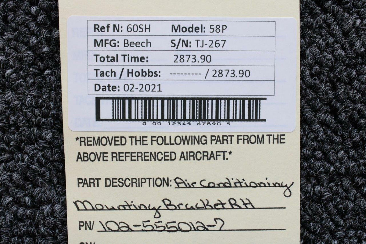 Beechcraft 102-555012-7 Beech 58P Air Conditioning Mounting Bracket RH